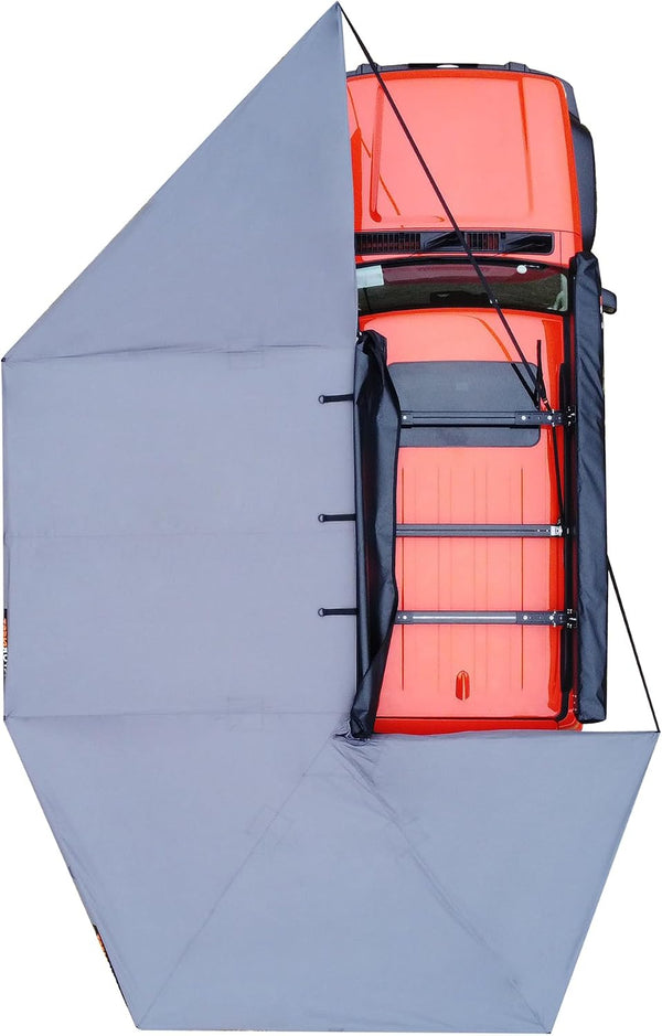 Naturnest 270 Car Awning Plus, Waterproof Windproof Uv-Resistant Retractable Awning with LED Light for Camper, 270 Degree Manual Retractable Side Awnings for Truck, SUV, Jeep, Van - Driver Side