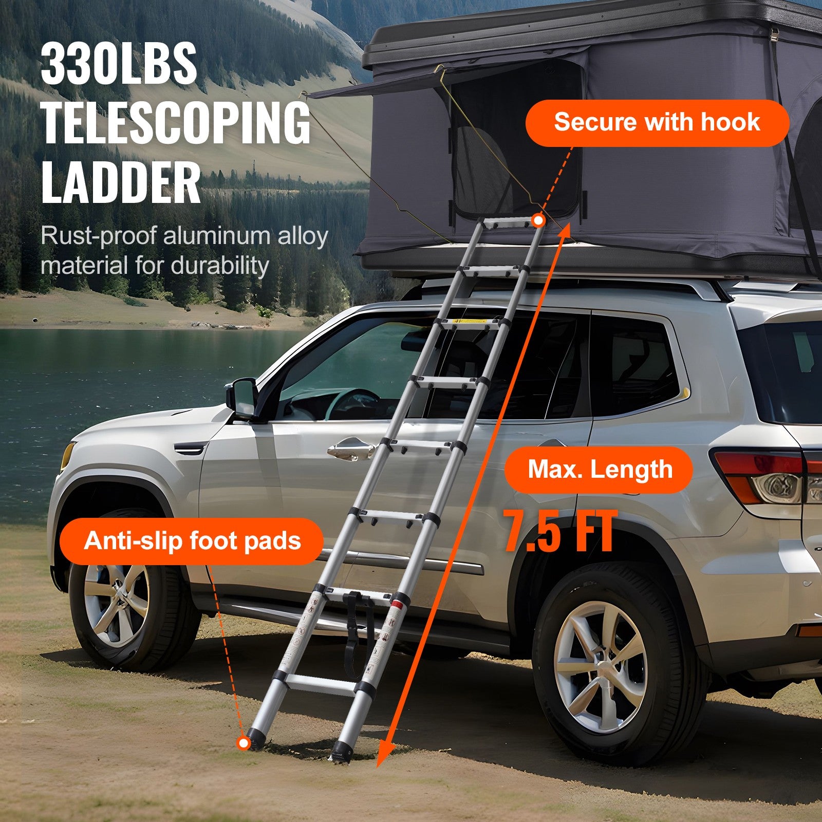 Roof Top Tent Hard Shell Camping Pop-Up Tents for SUV Campervan Fit 2-3 Person