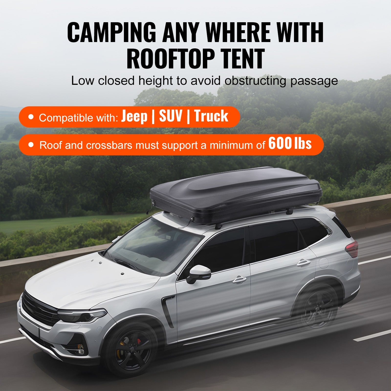 Roof Top Tent Hard Shell Camping Pop-Up Tents for SUV Campervan Fit 2-3 Person