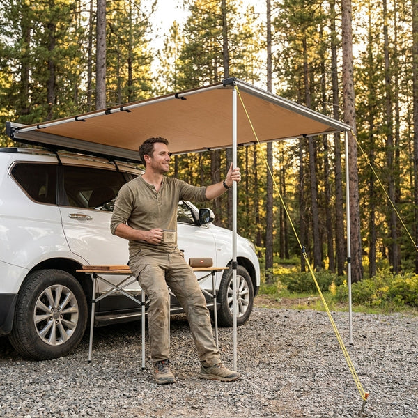 Vehicle Side Awning Built for Outdoor Adventures, 4.6'x6.6' Coverage, PU3000mm Waterproof, UV50+ Protection
