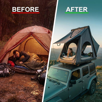 Hard Shell Rooftop Tent Pop-Up Tents 2-3 Person for SUV ‌Caravan Campervan — Before & After