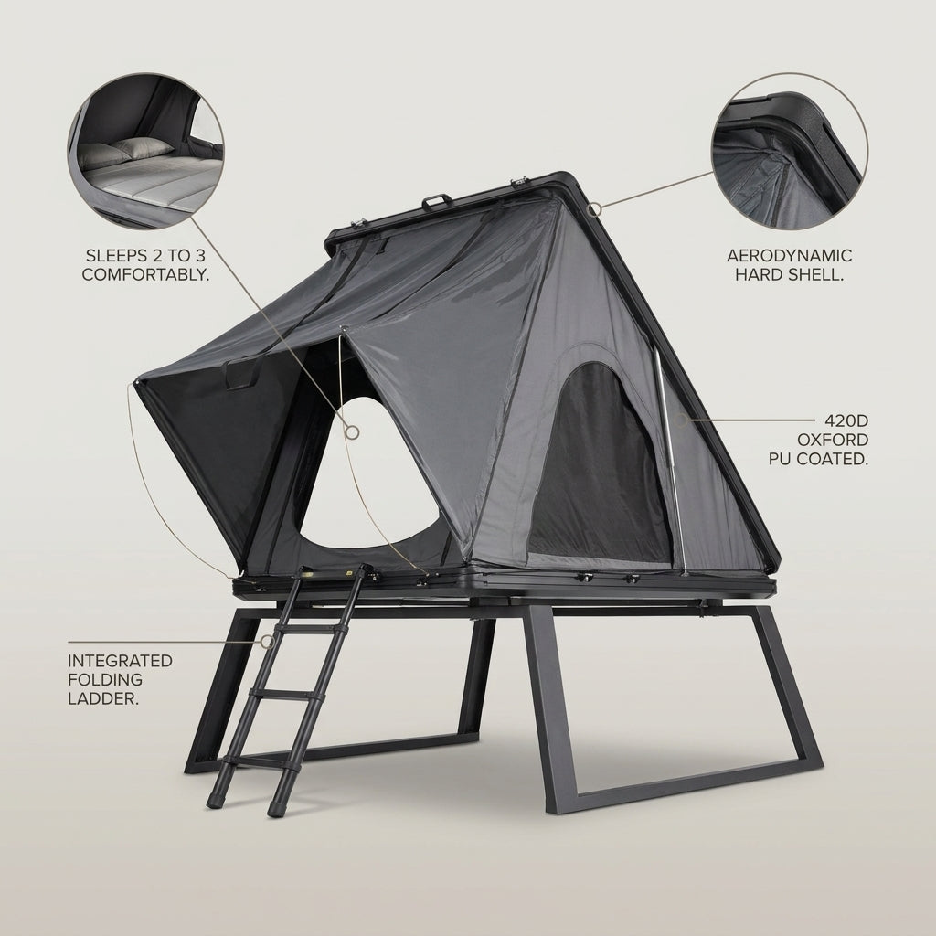Hard Shell Rooftop Tent Pop-Up Tents 2-3 Person for SUV ‌Caravan Campervan — infographic