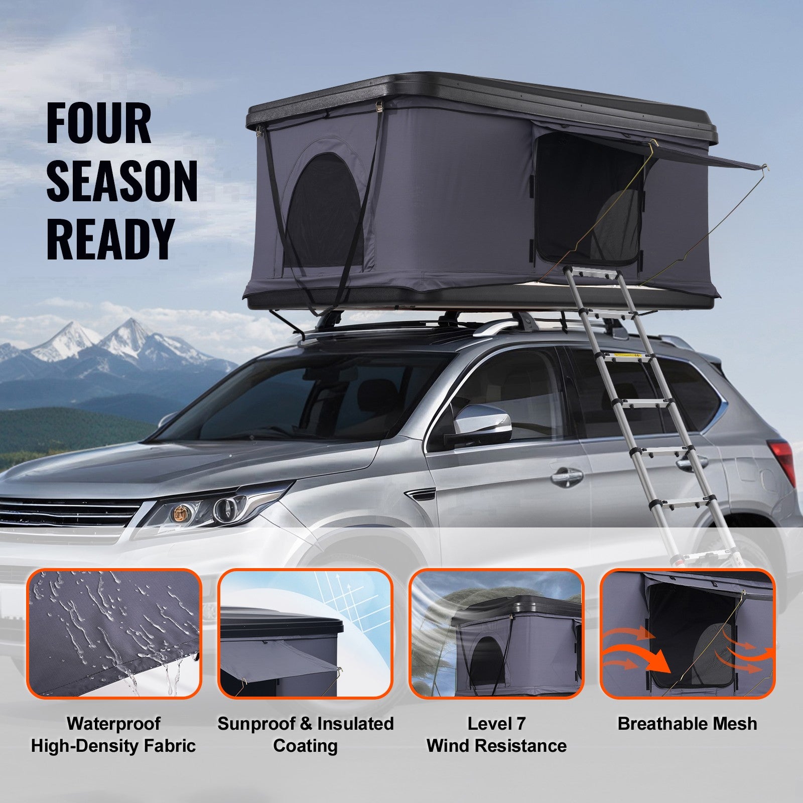 Roof Top Tent Hard Shell Camping Pop-Up Tents for SUV Campervan Fit 2-3 Person