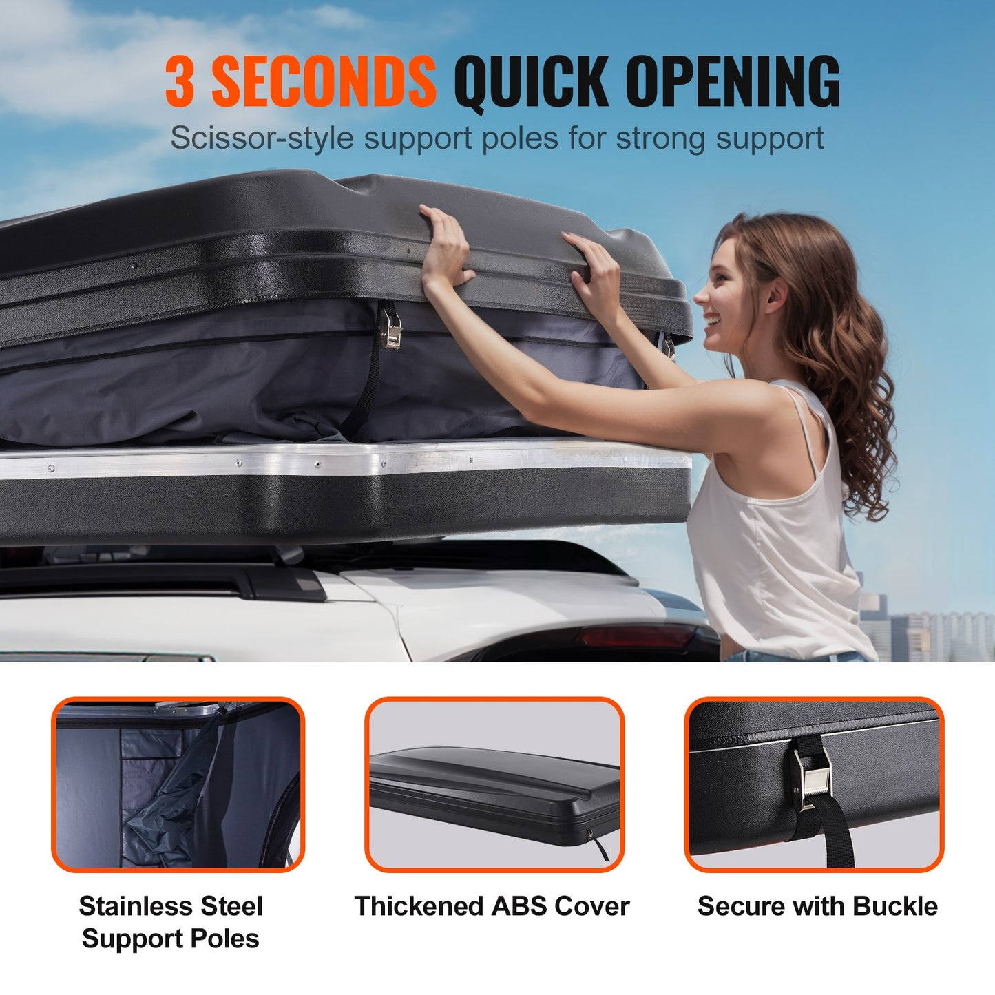 Roof Top Tent Hard Shell Camping Pop-Up Tents for SUV Campervan Fit 2-3 Person