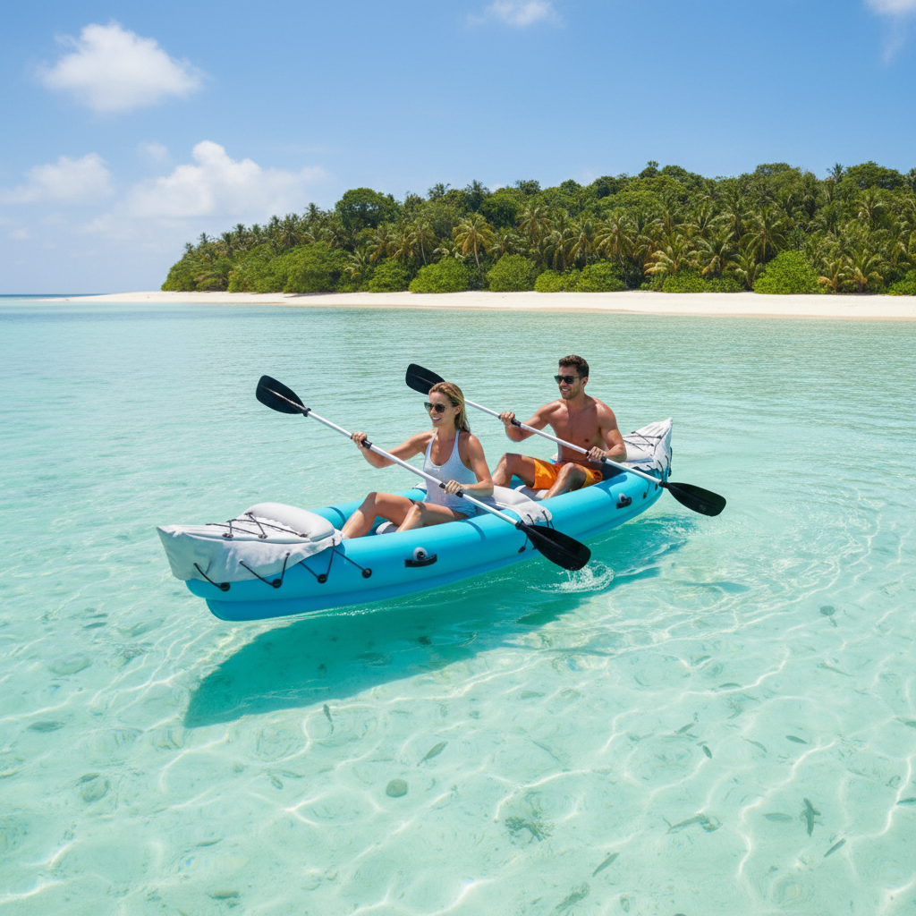 2-Person Inflatable Kayak with Paddles, Aluminum Oars, Repair Kit